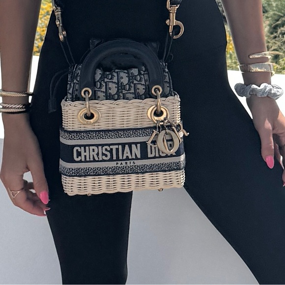 Dior Mini Lady Dior Wicker Basket Bag Oblique - Picture 8 of 9